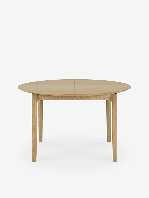 OAK BOK ROUND EXTENDABLE TABLE 129-179 - Light oak , Home design Bensimon