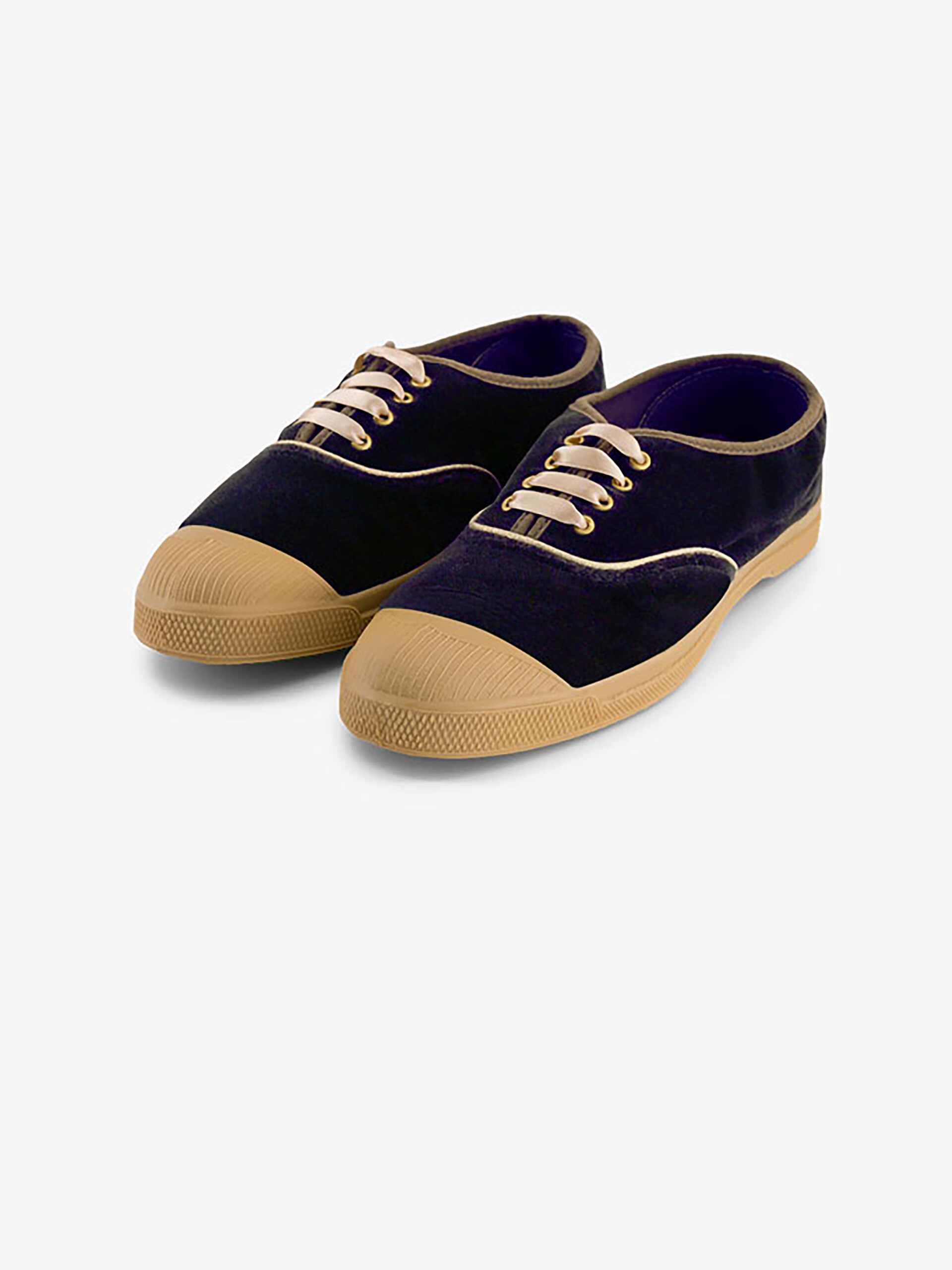 WOMAN VELVET LACE-UP TENNIS -  Marine , Tennis & Shoes Bensimon