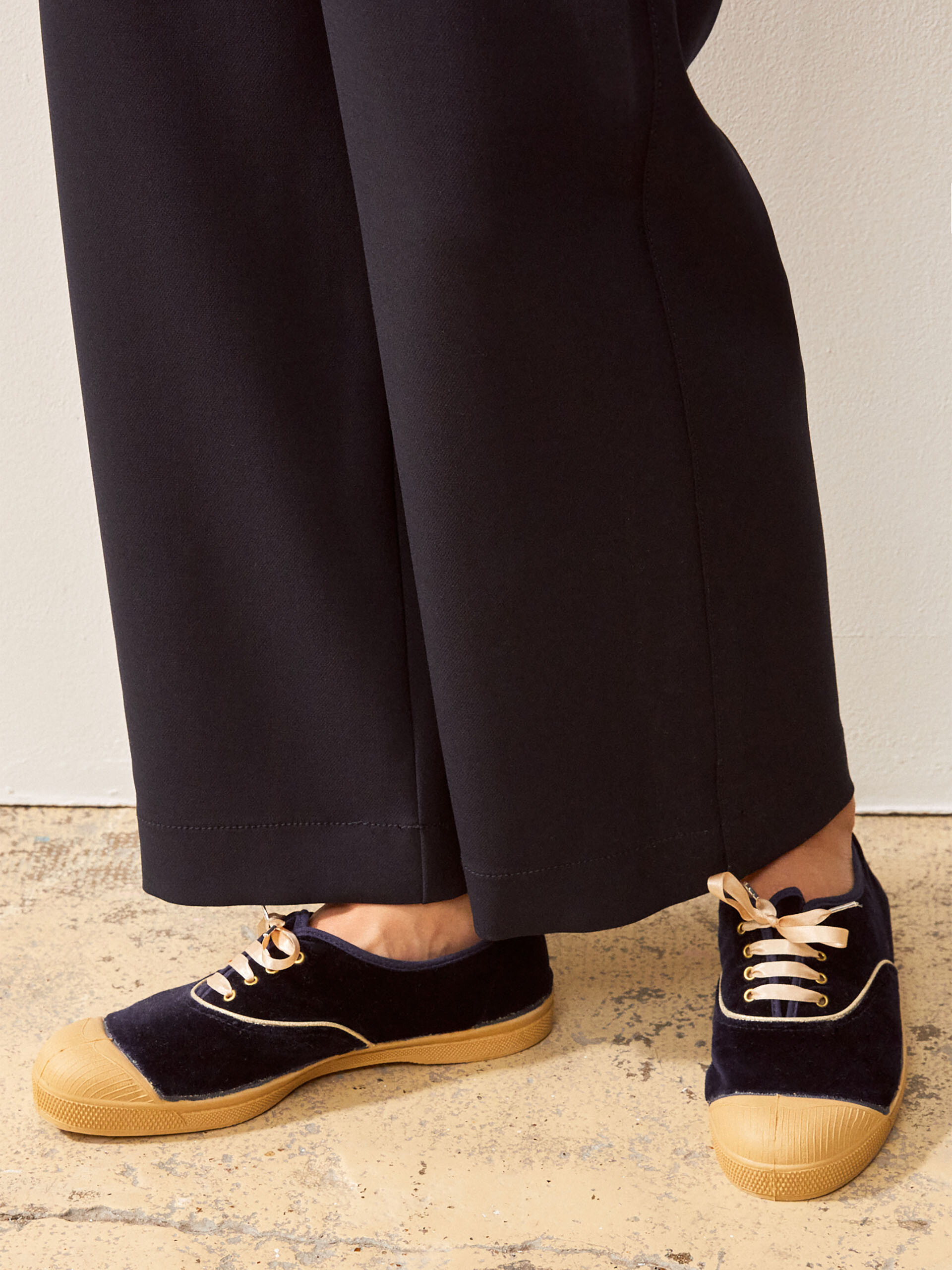 WOMAN VELVET LACE-UP TENNIS -  Marine , Tennis & Shoes Bensimon