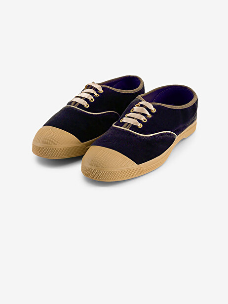 WOMAN VELVET LACE-UP TENNIS -  Marine , Tennis & Shoes Bensimon