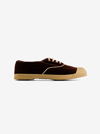 WOMAN VELVET LACE-UP TENNIS -  Brun , Tennis & Shoes Bensimon