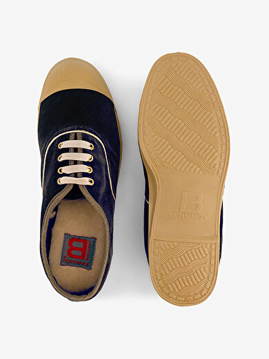 WOMAN VELVET LACE-UP TENNIS -  Marine , Tennis & Shoes Bensimon