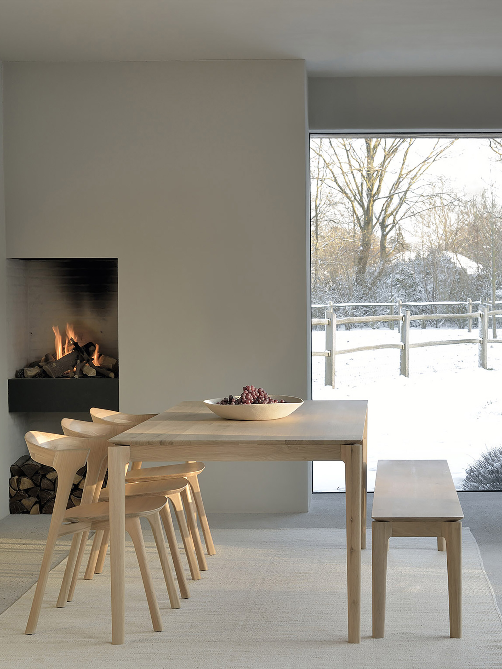 OAK BOK BENCH 186x35x46 - Light oak , Home design Bensimon
