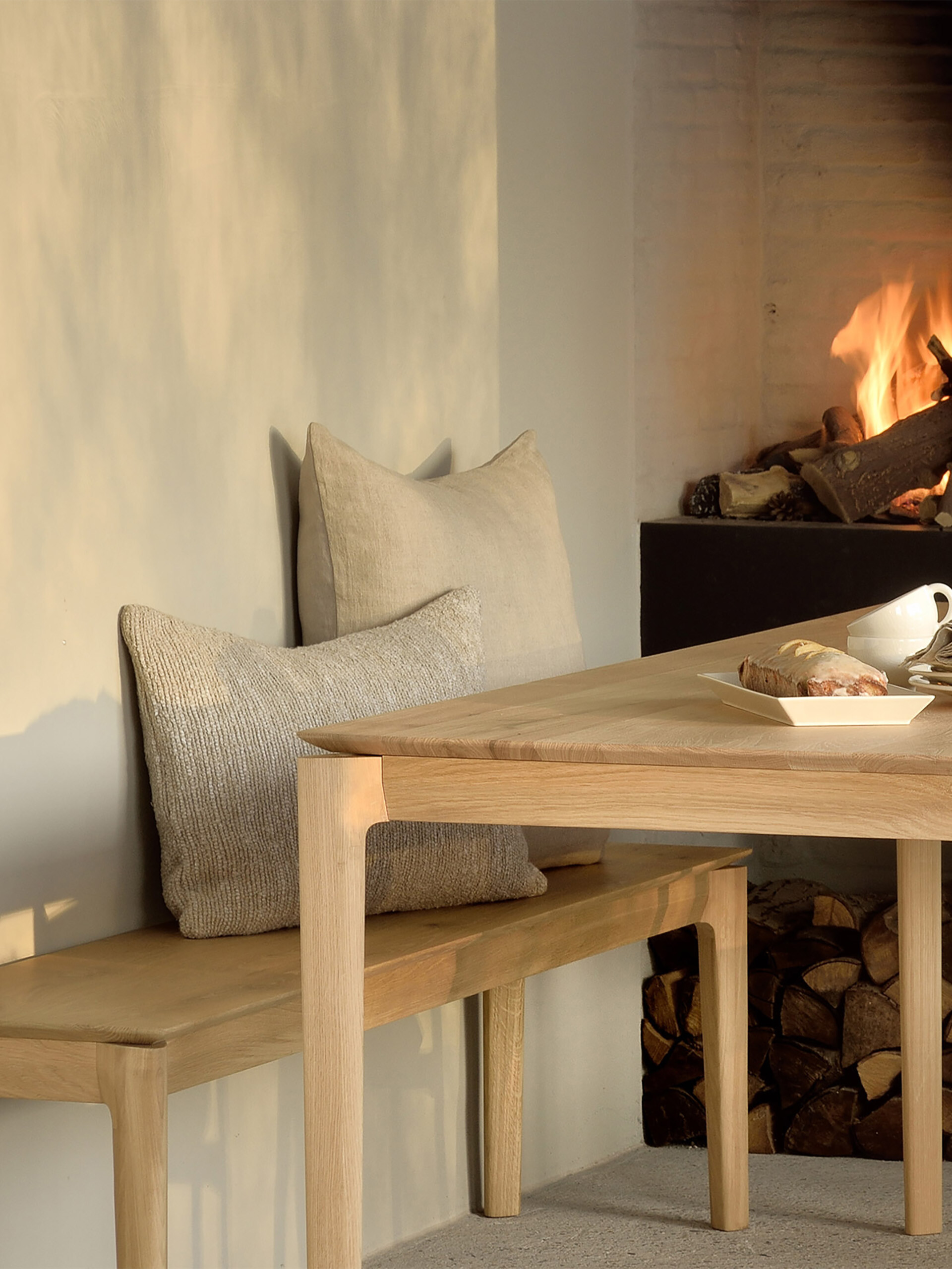 OAK BOK BENCH 186x35x46 - Light oak , Home design Bensimon