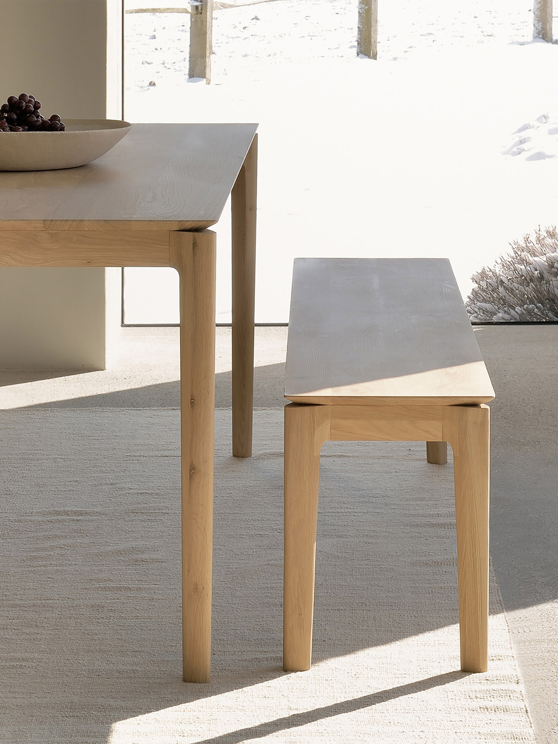 OAK BOK BENCH 186x35x46 - Light oak , Home design Bensimon