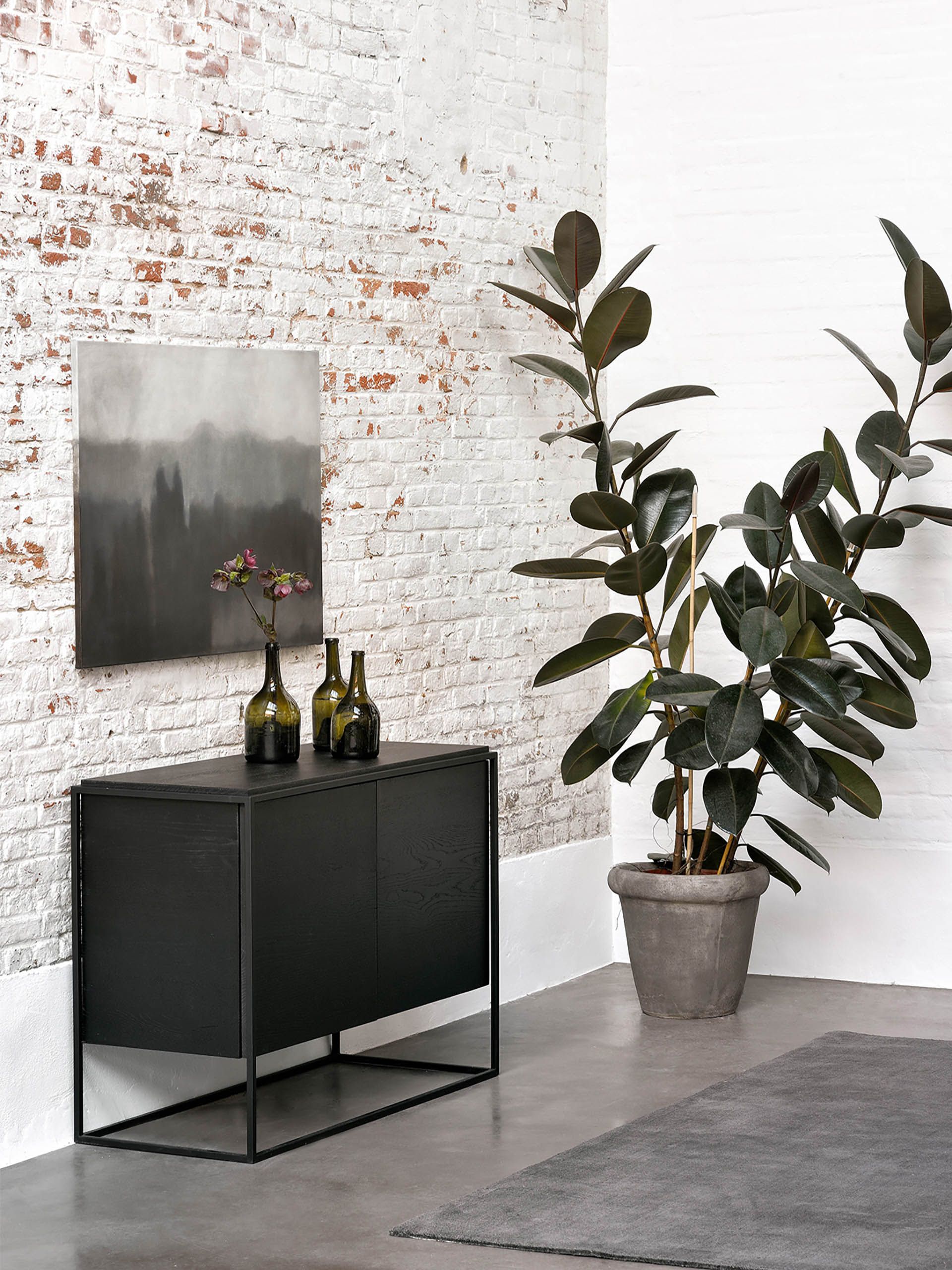 OAK Monolit BLACK SIDEBOARD - 2 DOORS - Black , Home design Bensimon