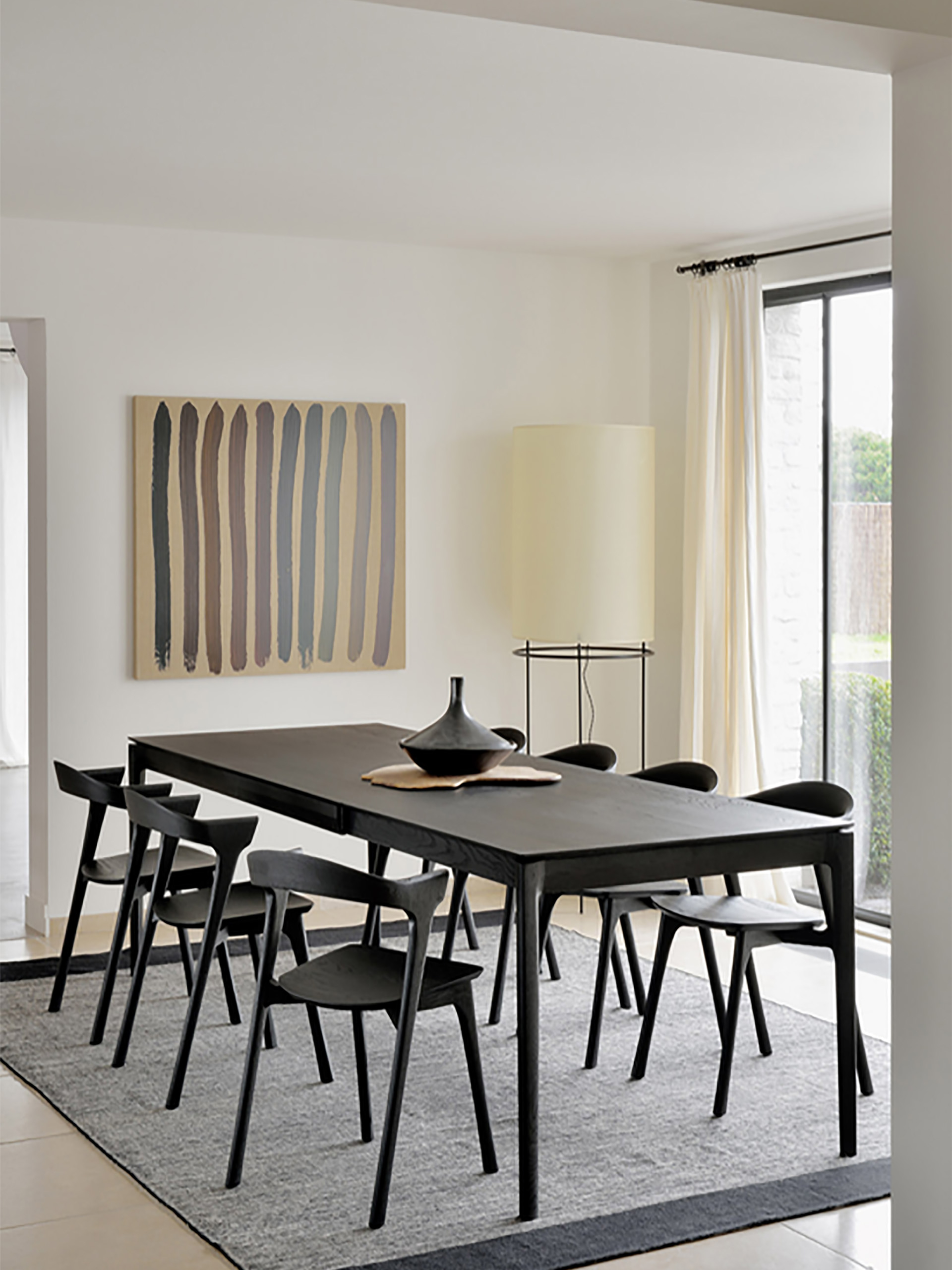 EXTENSION OAK BOK BLACK TABLE - L140/220 CM - Black , Home design Bensimon