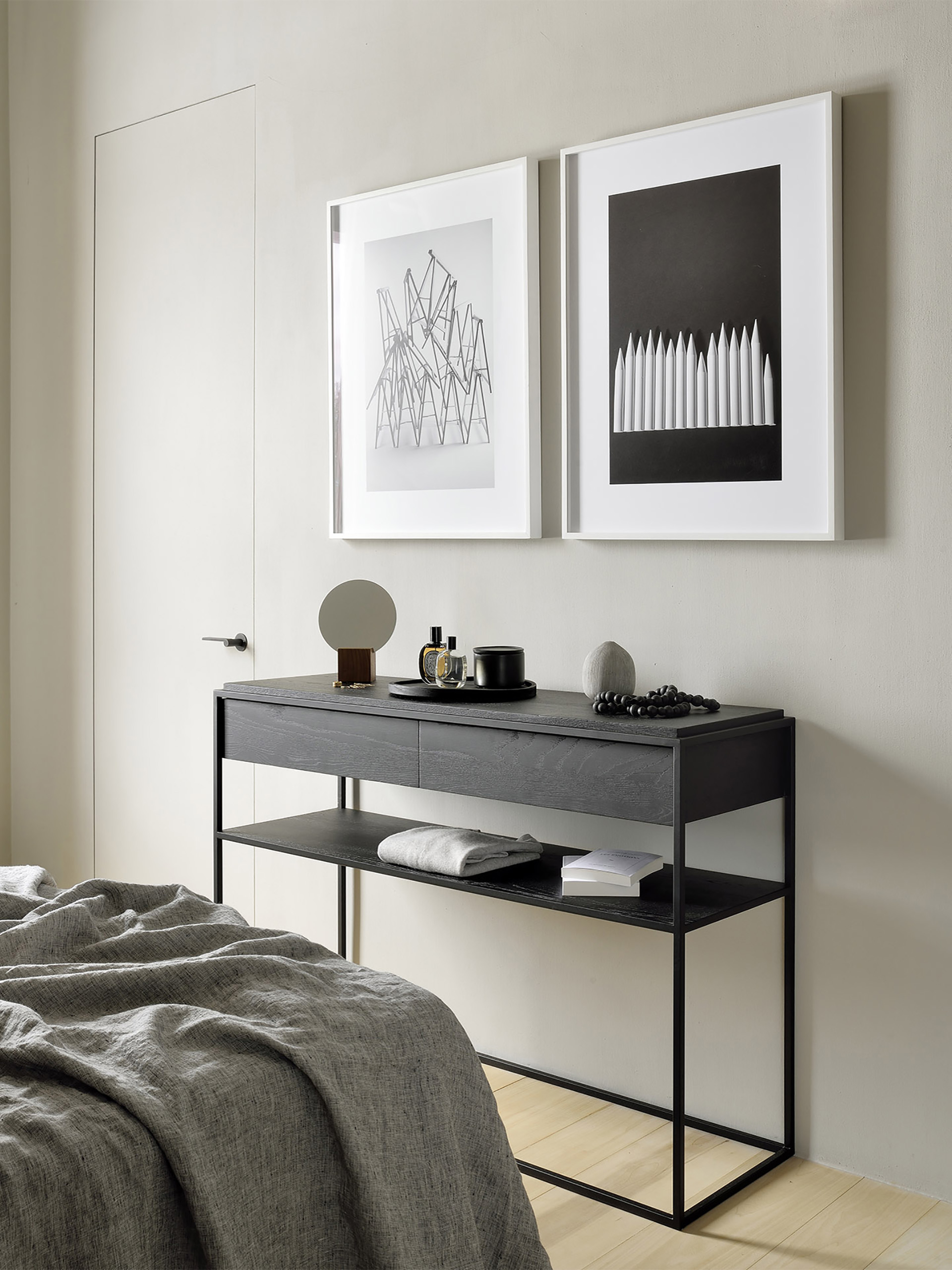 OAK MONOLIT BLACK CONSOLE - 2 DRAWERS -  Black , Home design Bensimon