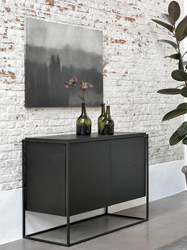 OAK Monolit BLACK SIDEBOARD - 2 DOORS - Black , Home design Bensimon