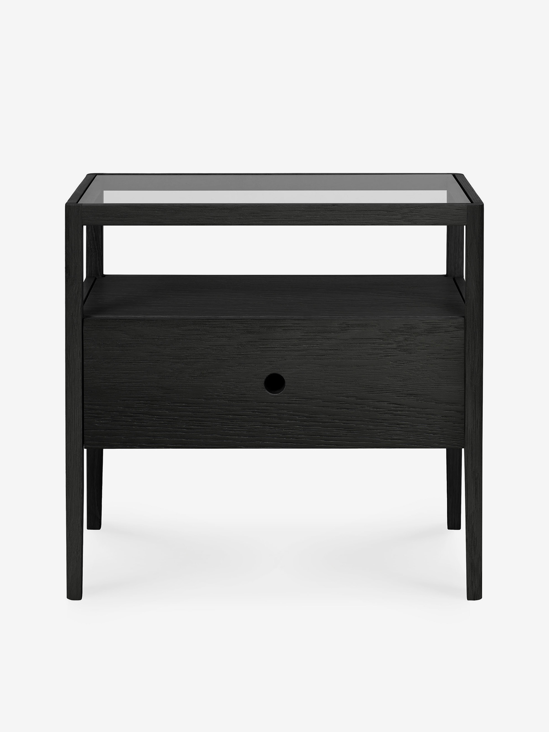 OAK SPINDLE BLACK BEDSIDE TABLE - 1 DRAWER -  Black , Home design Bensimon
