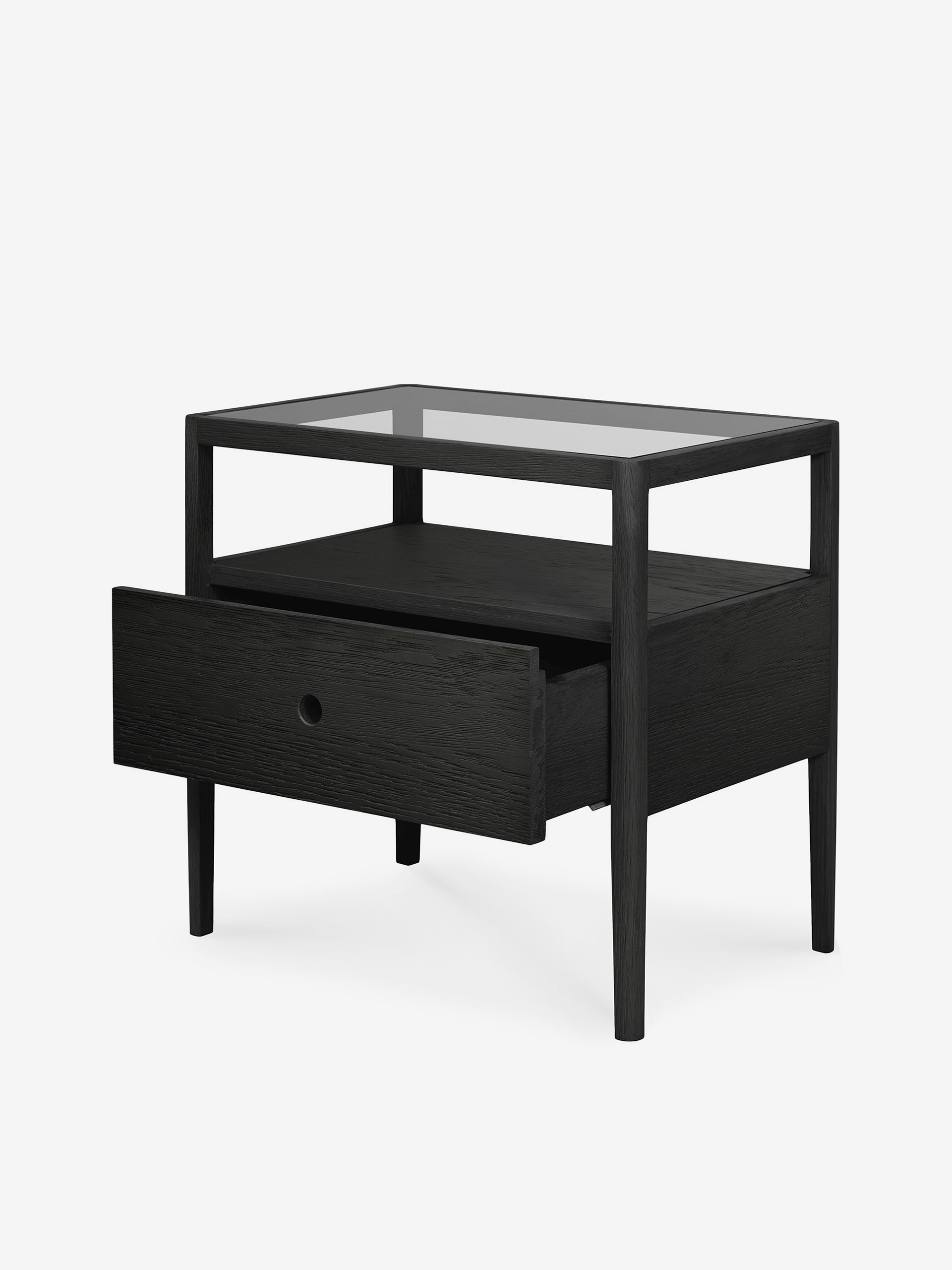 OAK SPINDLE BLACK BEDSIDE TABLE - 1 DRAWER -  Black , Home design Bensimon