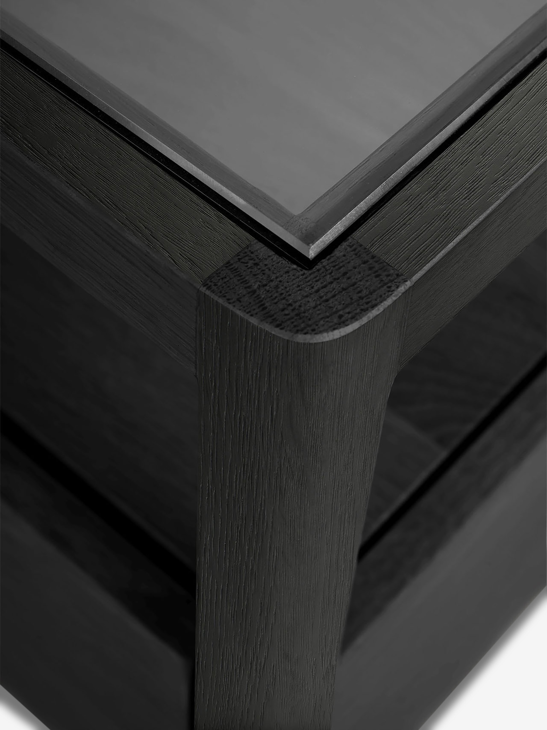 OAK SPINDLE BLACK BEDSIDE TABLE - 1 DRAWER -  Black , Home design Bensimon