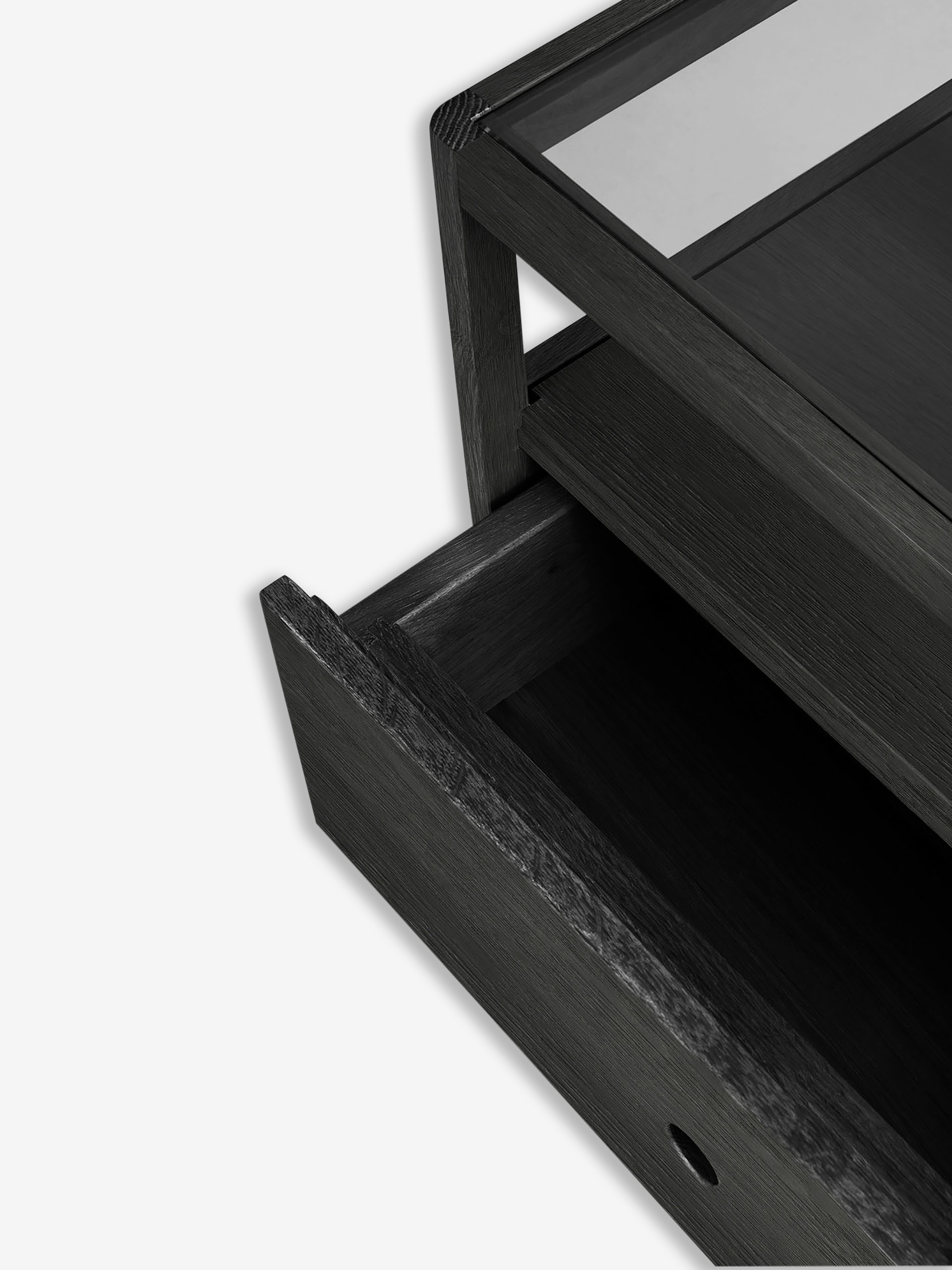 OAK SPINDLE BLACK BEDSIDE TABLE - 1 DRAWER -  Black , Home design Bensimon