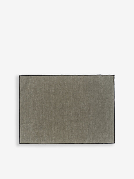 SET OF KHAKI COATED LINEN TABLE SET 35X48 -  Khaki , Home design Bensimon