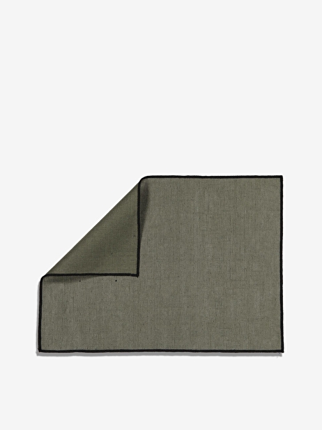 SET OF KHAKI COATED LINEN TABLE SET 35X48 -  Khaki , Home design Bensimon