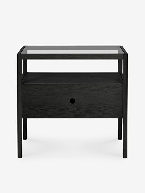 OAK SPINDLE BLACK BEDSIDE TABLE - 1 DRAWER -  Black , Home design Bensimon