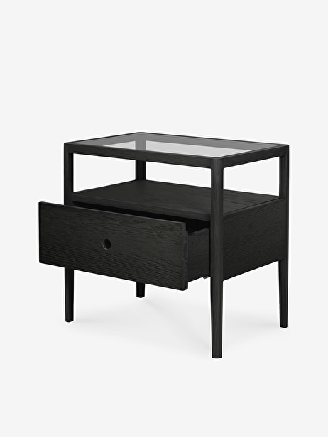 OAK SPINDLE BLACK BEDSIDE TABLE - 1 DRAWER -  Black , Home design Bensimon