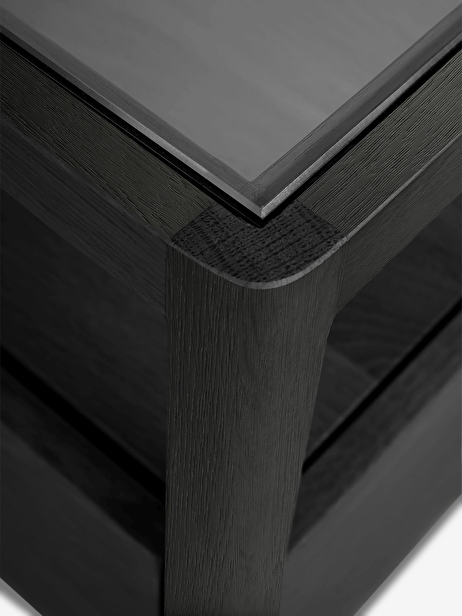 OAK SPINDLE BLACK BEDSIDE TABLE - 1 DRAWER -  Black , Home design Bensimon