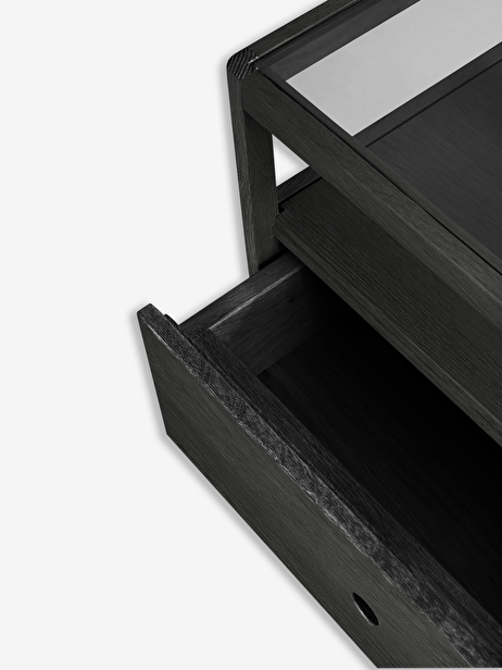 OAK SPINDLE BLACK BEDSIDE TABLE - 1 DRAWER -  Black , Home design Bensimon