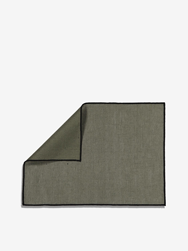 SET OF KHAKI COATED LINEN TABLE SET 35X48 - Khaki , Home design Bensimon