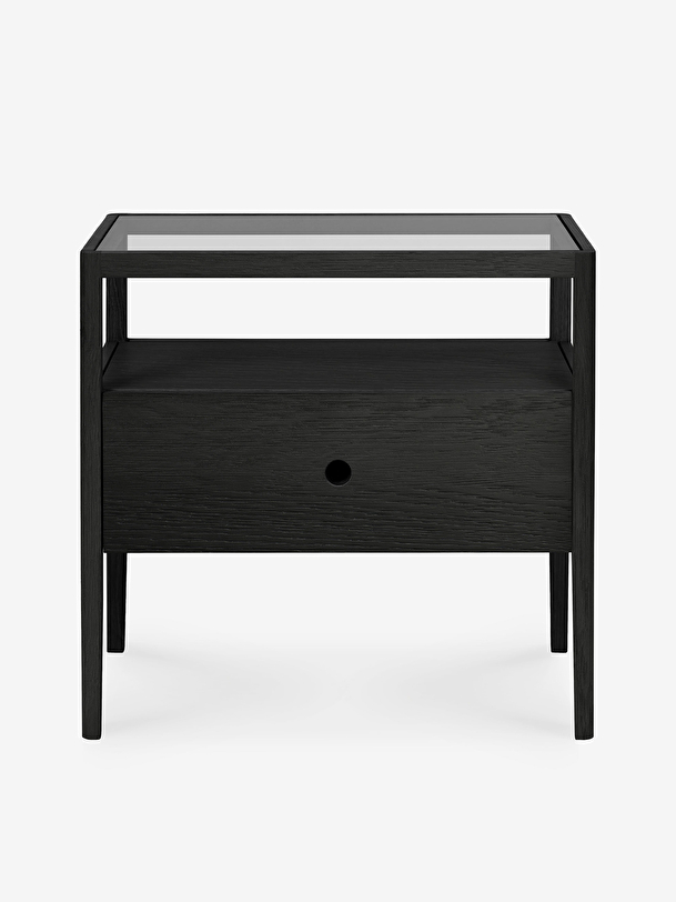 OAK SPINDLE BLACK BEDSIDE TABLE - 1 DRAWER -  Black , Home design Bensimon