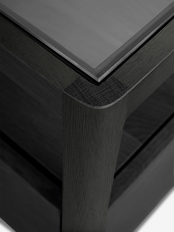 OAK SPINDLE BLACK BEDSIDE TABLE - 1 DRAWER -  Black , Home design Bensimon