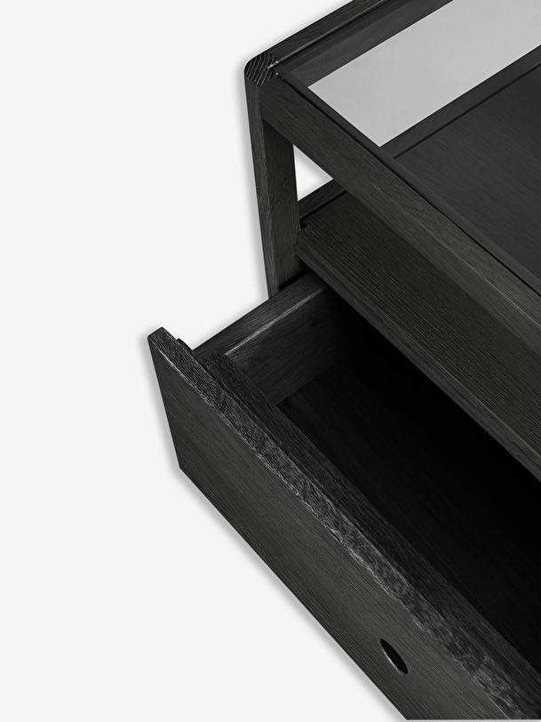 OAK SPINDLE BLACK BEDSIDE TABLE - 1 DRAWER -  Black , Home design Bensimon