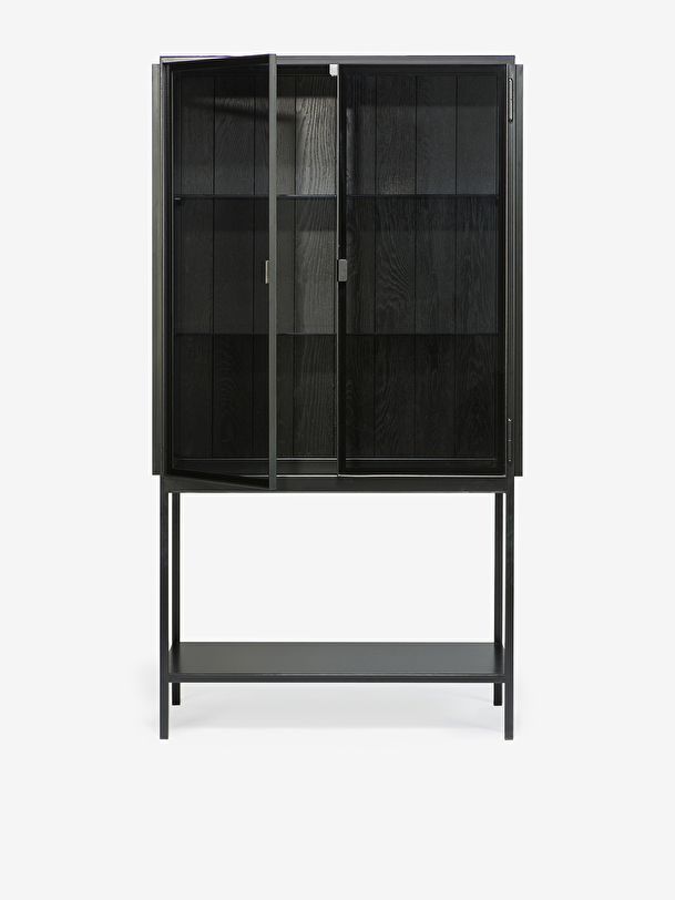 ANDERS STORAGE CUPBOARD IN GLASS AND METAL - 2 DOORS - Fume , Home design Bensimon