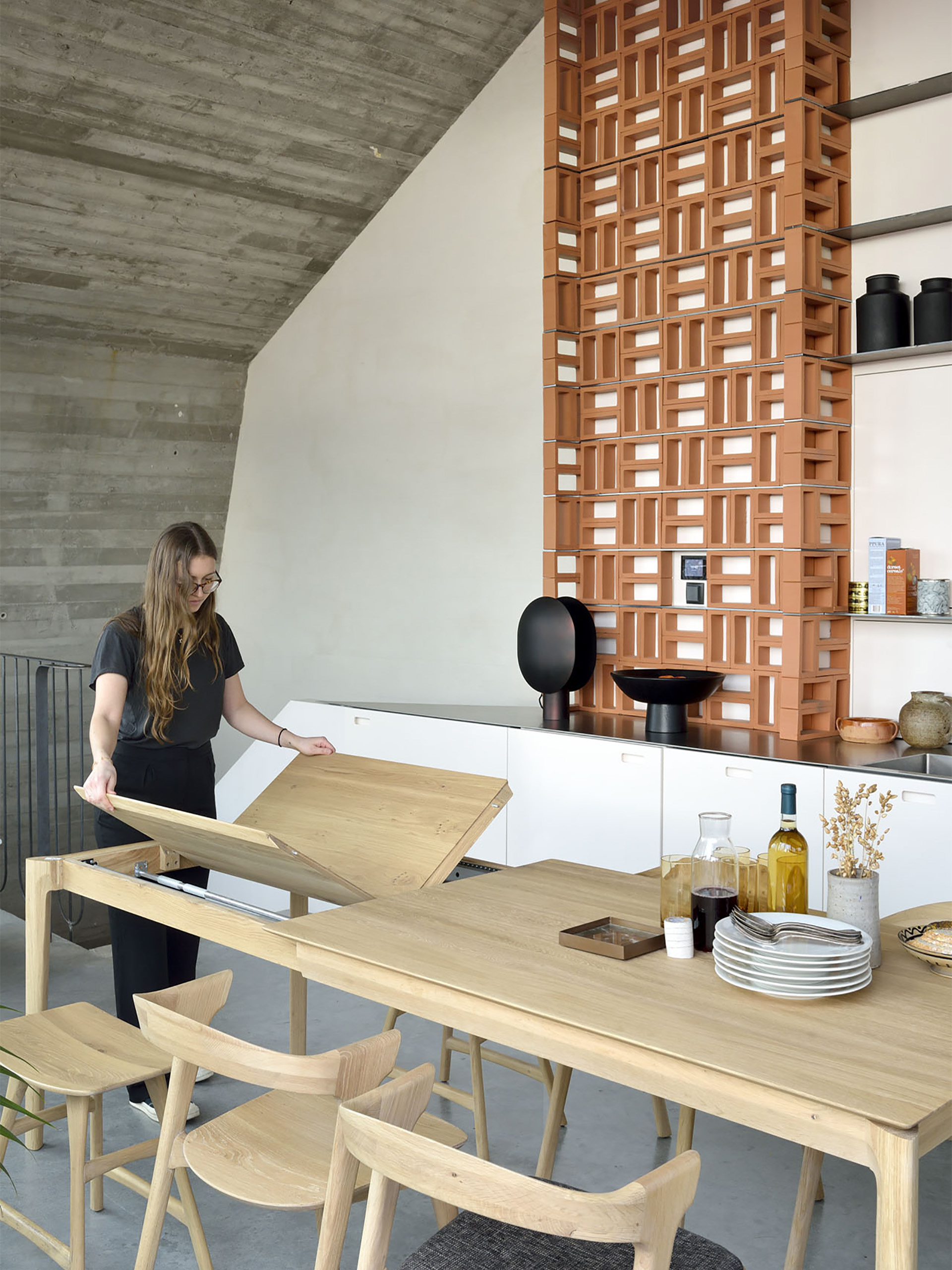 EXTENSION OAK BOK TABLE - 140/220 CM - Light oak , Home design Bensimon