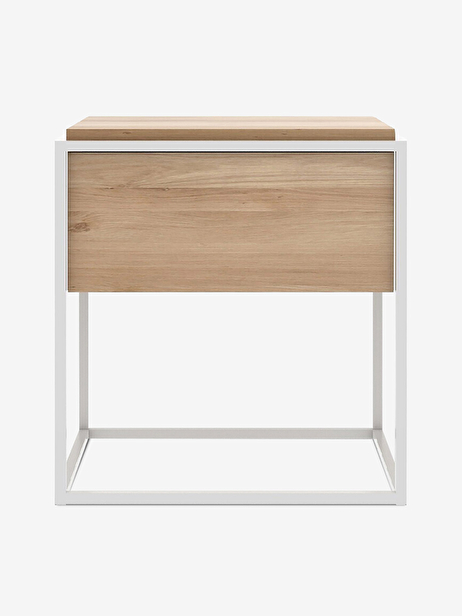 OAK MONOLIT BEDSIDE TABLE - 1 DRAWER -  White , Home design Bensimon