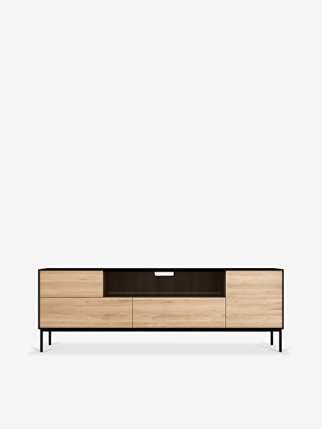 OAK BLACKBIRD TV CUPBOARD - 2 DOORS 2 DRAWERS -  Black , Home design Bensimon