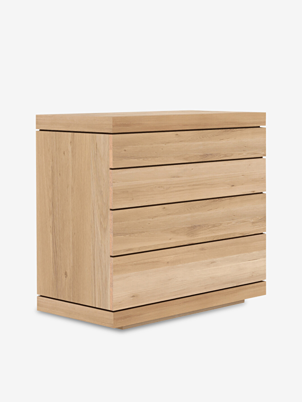 OAK BURGER CHEST OF 4 DRAWERS - Light oak , Home design Bensimon