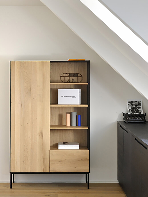 BIRD STORAGE CUPBOARD  1 DOOR 1 DRAWER -  Light oak , Home design Bensimon