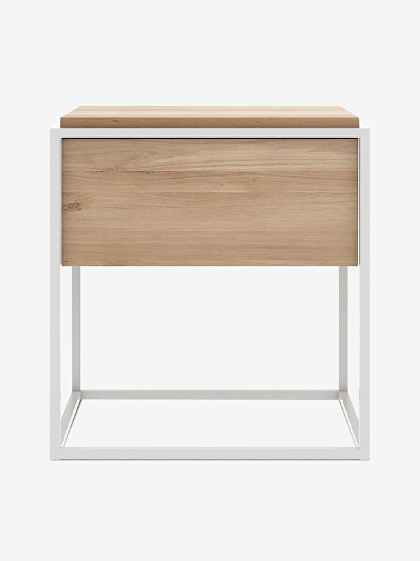 OAK MONOLIT BEDSIDE TABLE - 1 DRAWER -  White , Home design Bensimon