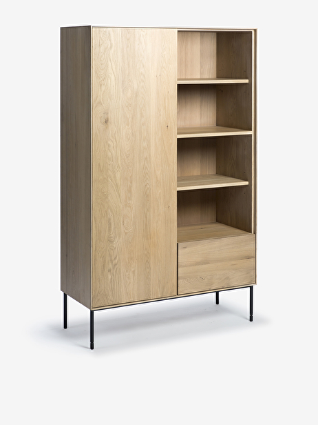 OAK STORAGE CUPBOARD 1 DOOR 1 DRAWER 110X45X178 -  Light oak , Home design Bensimon