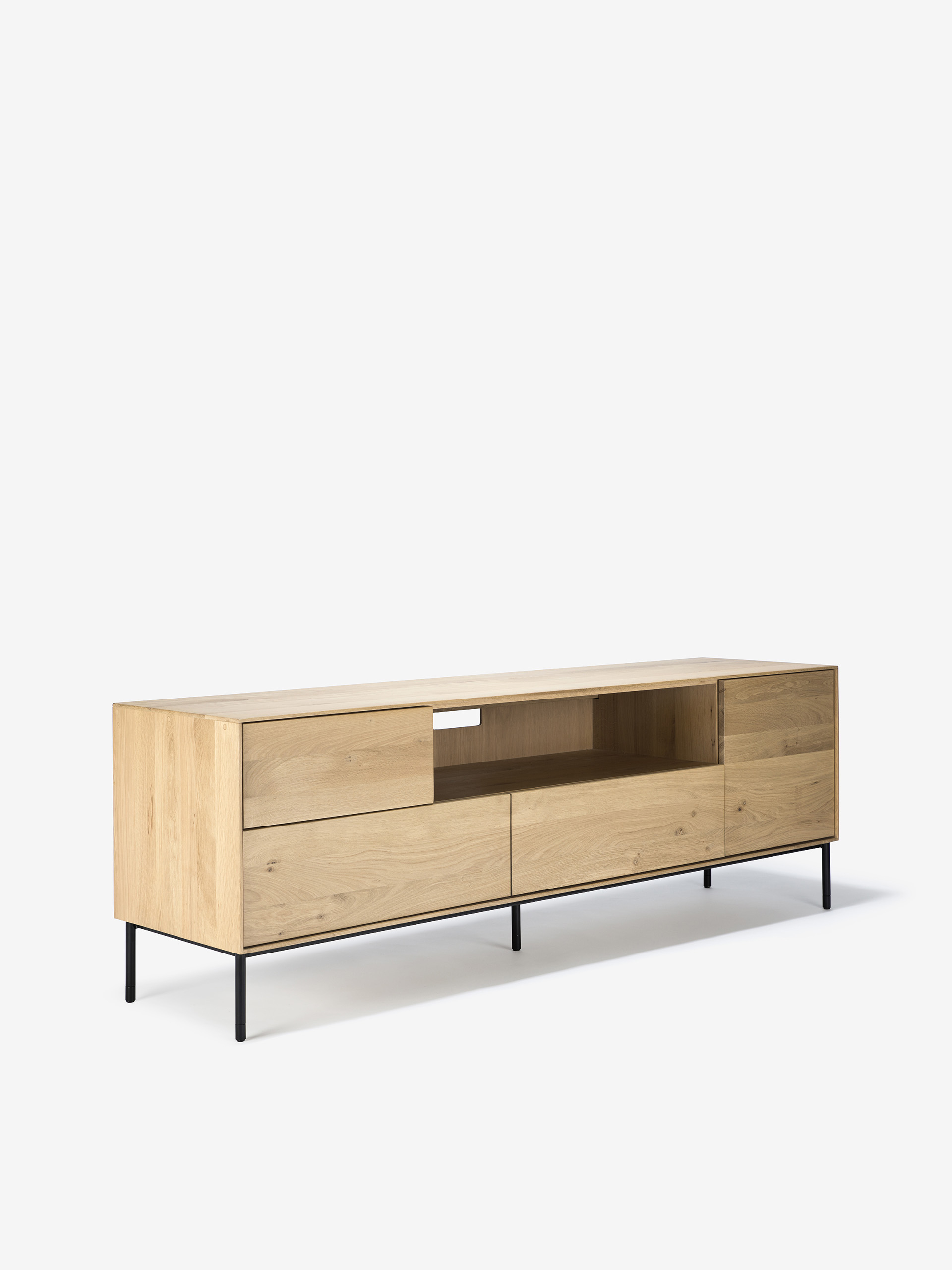 MEUBLE TV WHITEBIRD EN CHENE - 2 PORTES 2 TIROIRS - Light oak , Home design Bensimon