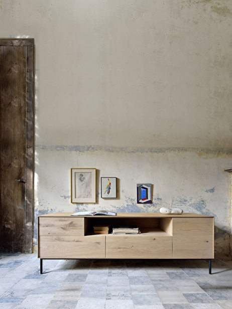MEUBLE TV WHITEBIRD EN CHENE - 2 PORTES 2 TIROIRS -  Light oak , Home design Bensimon