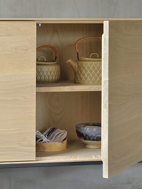 TABLE CHEVET 1TIR SPINDLE 55X35X52 -  Light oak , Home design Bensimon