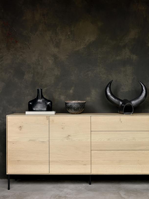 BUFFET WHITEBIRD EN CHENE - 2 PORTES 3 TIROIRS - Light oak , Home design Bensimon