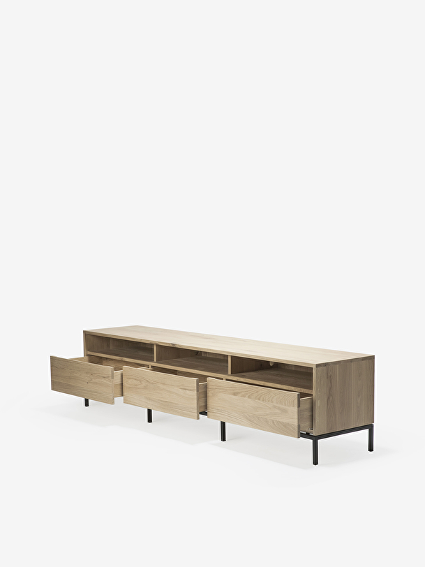 MEUBLE TV LIGNA EN CHENE - 3 TIROIRS - Light oak , Home design Bensimon