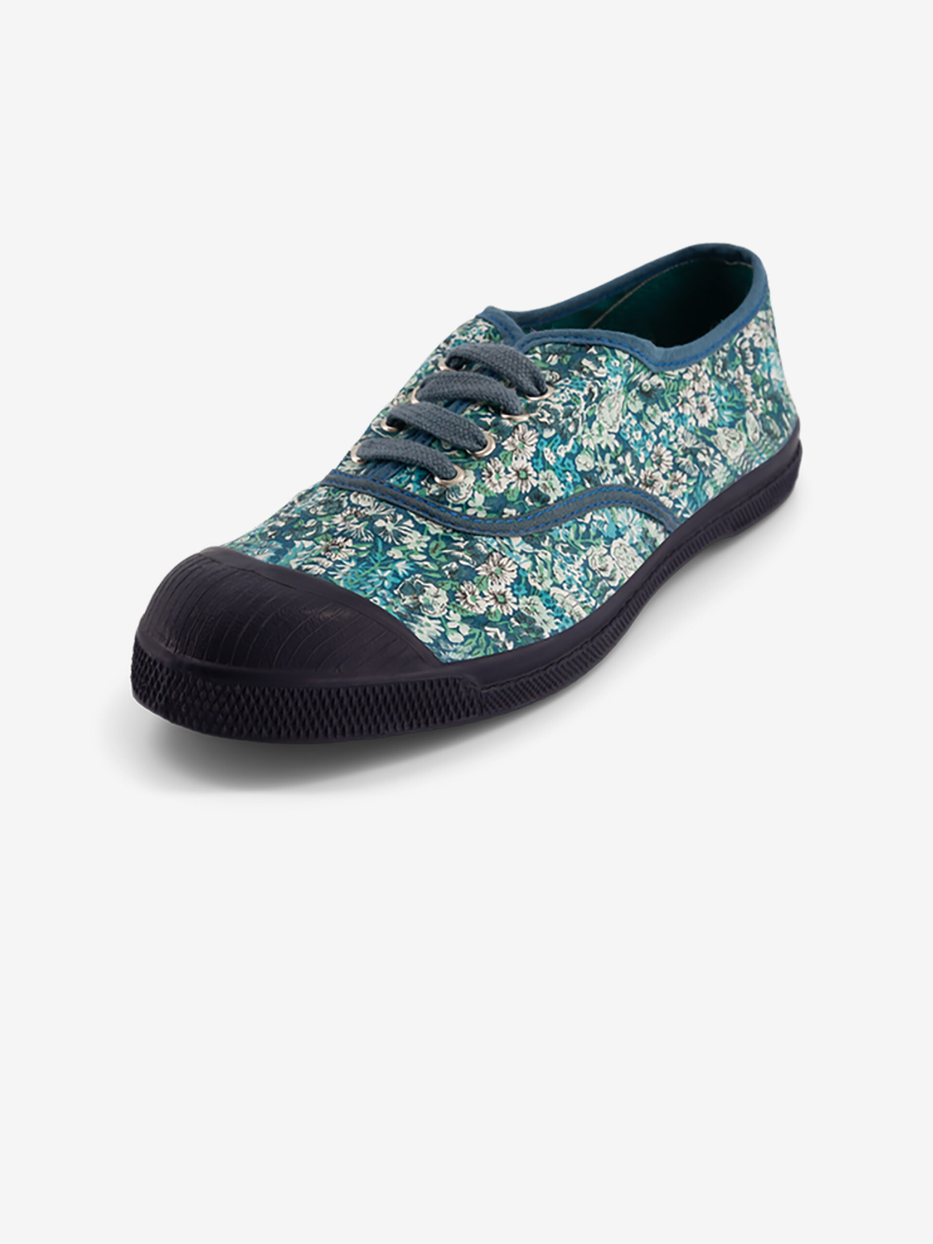 LIBERTY LACE-UP TENNIS -  Blue flowers , Tennis & Shoes Bensimon