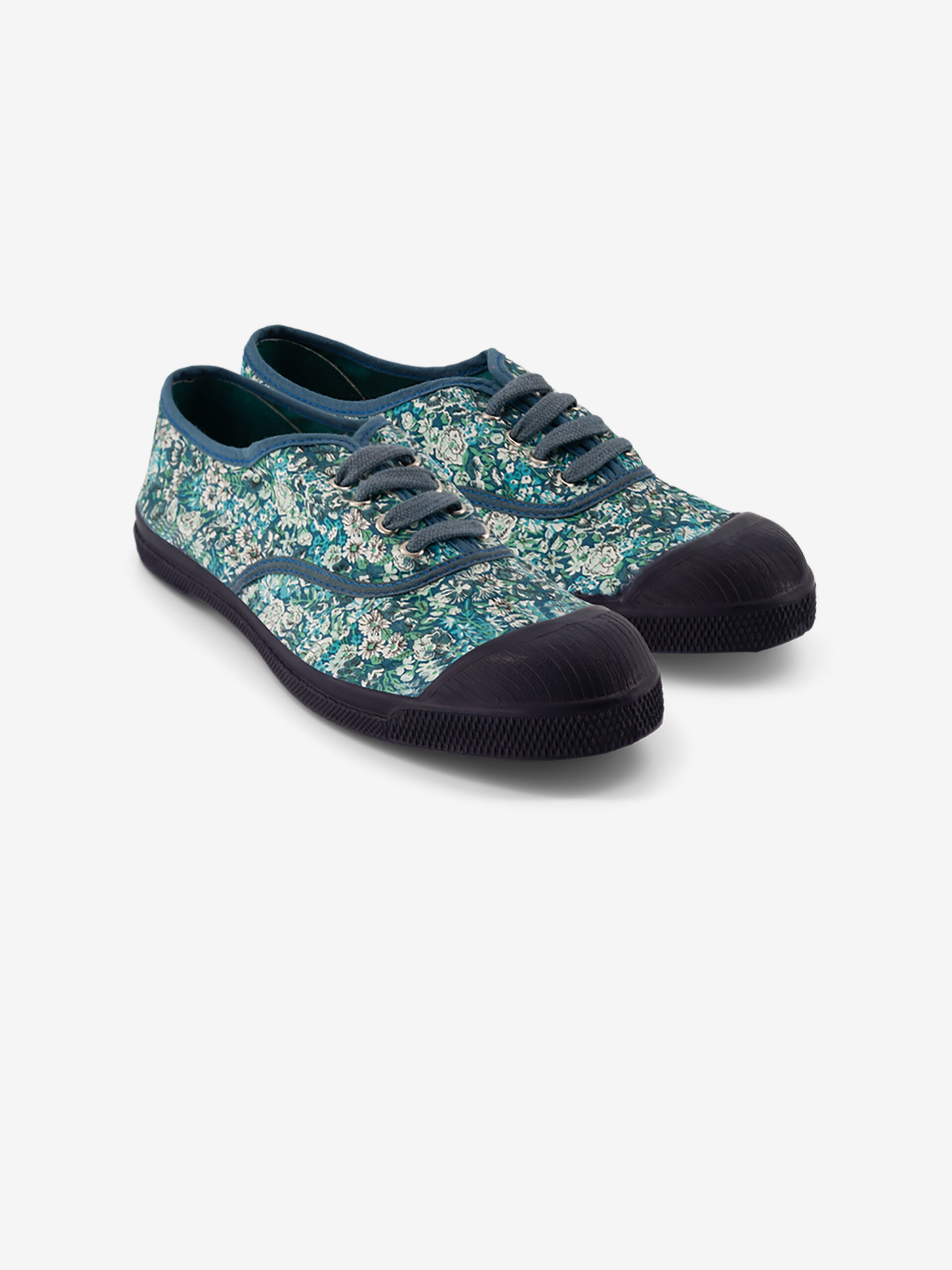 LIBERTY LACE-UP TENNIS -  Blue flowers , Tennis & Shoes Bensimon