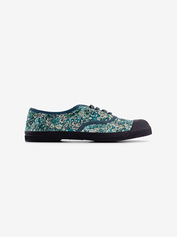 LIBERTY LACE-UP TENNIS -  Blue flowers , Tennis & Shoes Bensimon