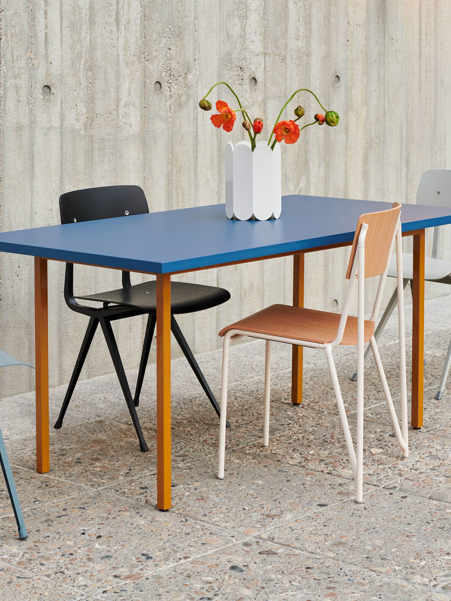 BICOLOR TABLE BLUE OCHRE FOOT 200X90 - Blue , Home design Bensimon