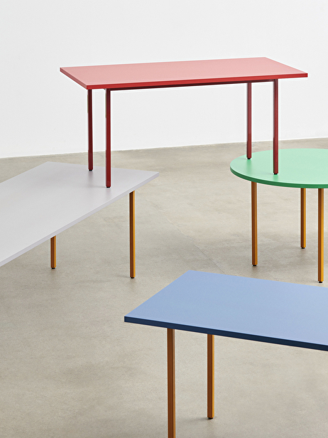 BICOLOR TABLE BLUE OCHRE FOOT 200X90 -  Blue , Home design Bensimon