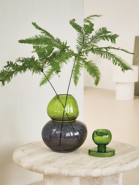 TWO-TONE GREEN BLOWN GLASS VASE -  Green , Home design Bensimon
