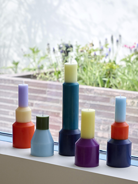 PILLAR CANDLE ELECTRIC BLUE S -  Bleu/orange , Home design Bensimon