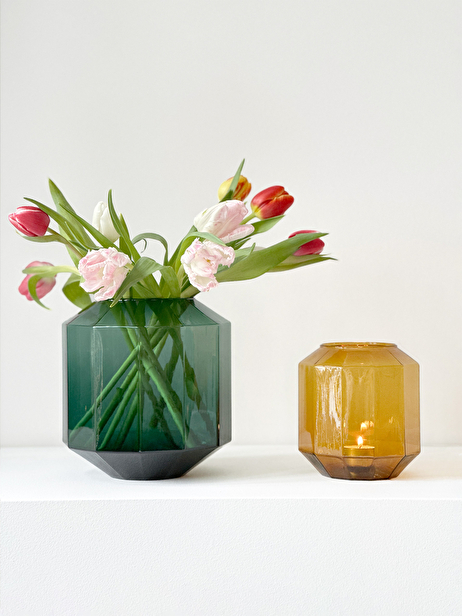 VASE / PHOTOPHOR DIAMOND S AMBER -  Amber , Home design Bensimon