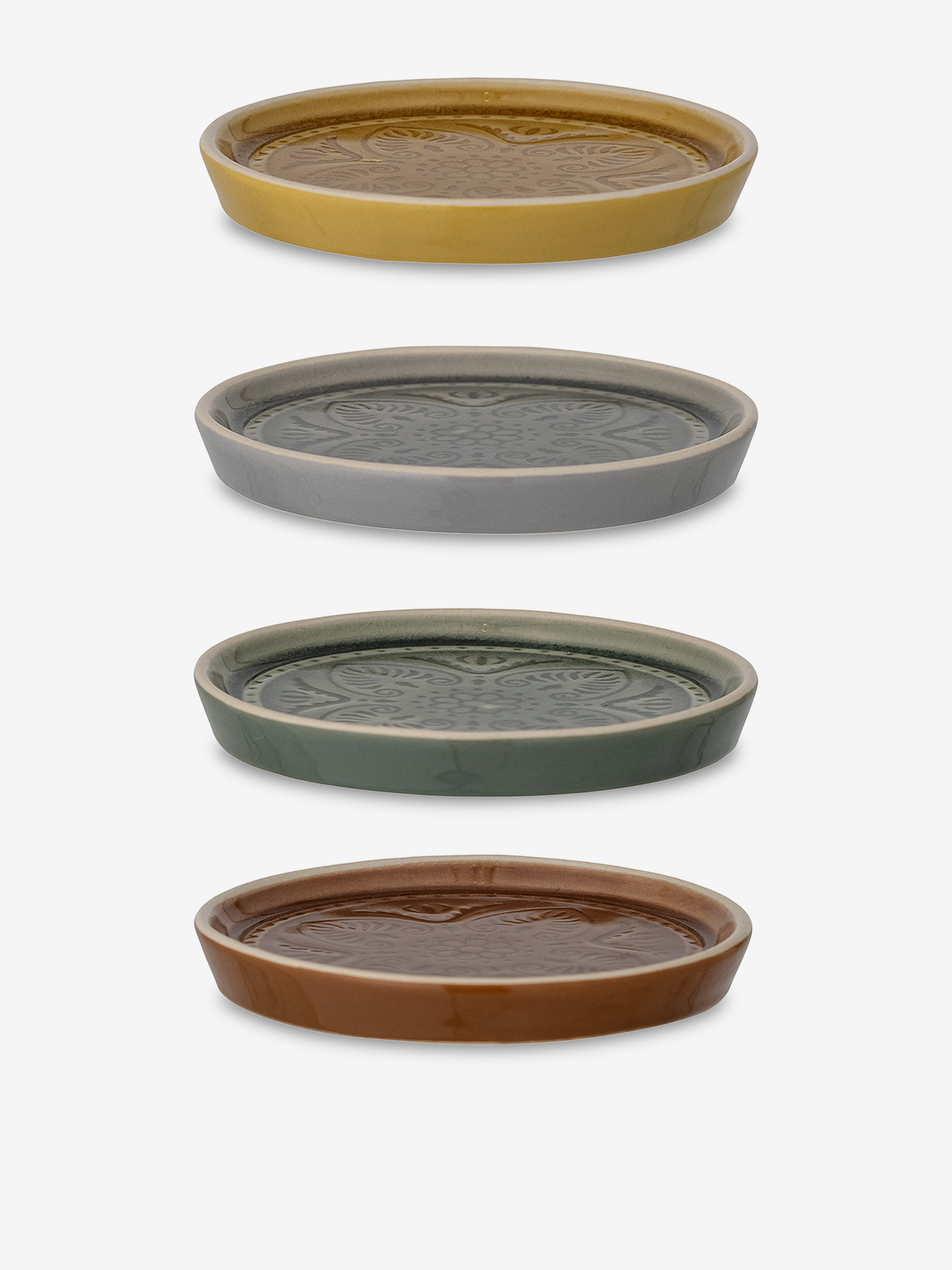 4 RETRO S STONEWARE PLATES - Multicolored , Home design Bensimon