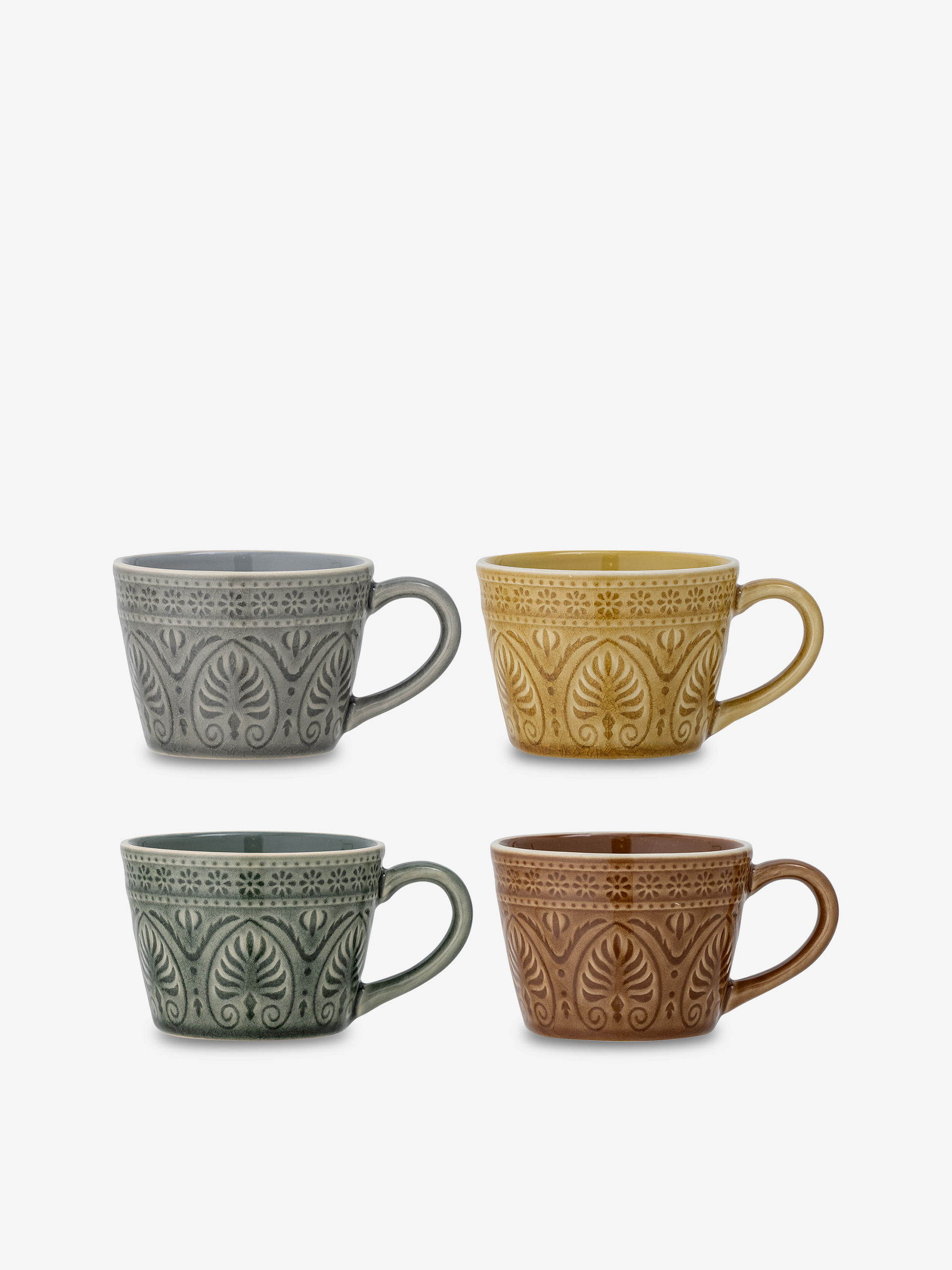 SET OF 4 RETRO STONEWARE CUPS - Multicolored , Home design Bensimon